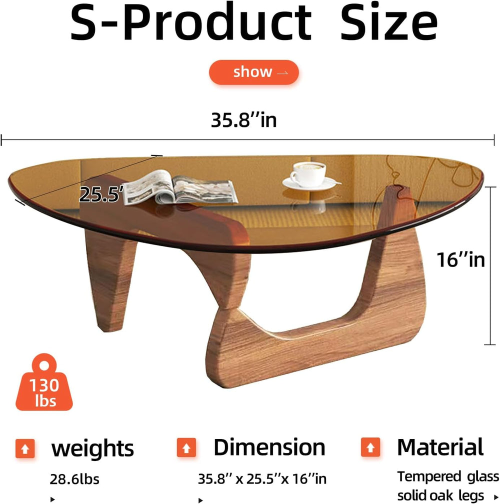 Modern Glass Coffee Table for Living Room, Mid Century Coffee Table, Small Co...