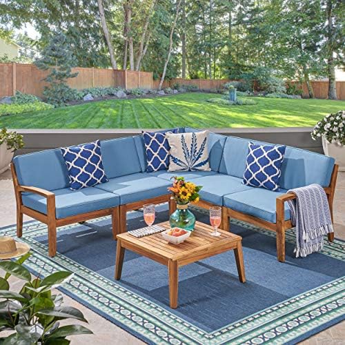 Great Deal Furniture Noble House Grenada Outdoor Acacia Wood 5 Seater Section...