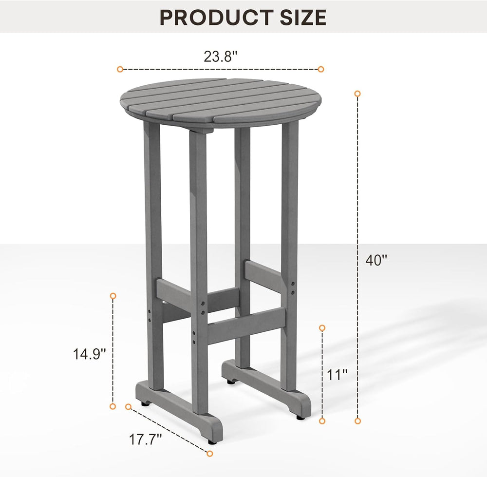 nalone 40" Outdoor Bar Table, All Weather HDPE Bar Height Patio Table Co...