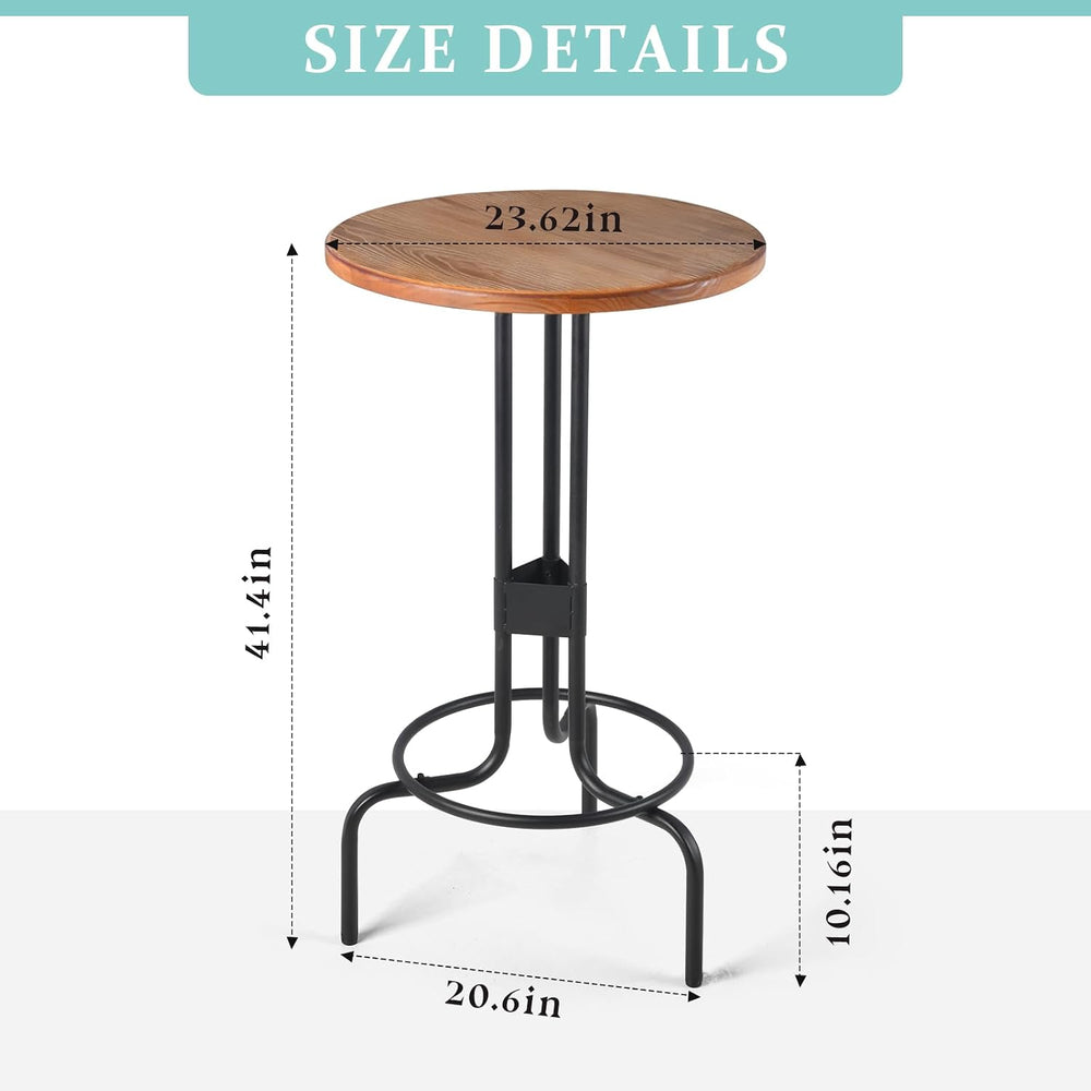 LOKKHAN 41.42-Inch Café Pub Bistro Bar Table, Industrial Design Metal Base, R...