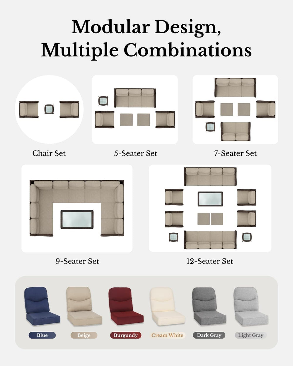 HILLGA Luxury High Back Patio Furniture Set with 6-Inch Thick Cushion