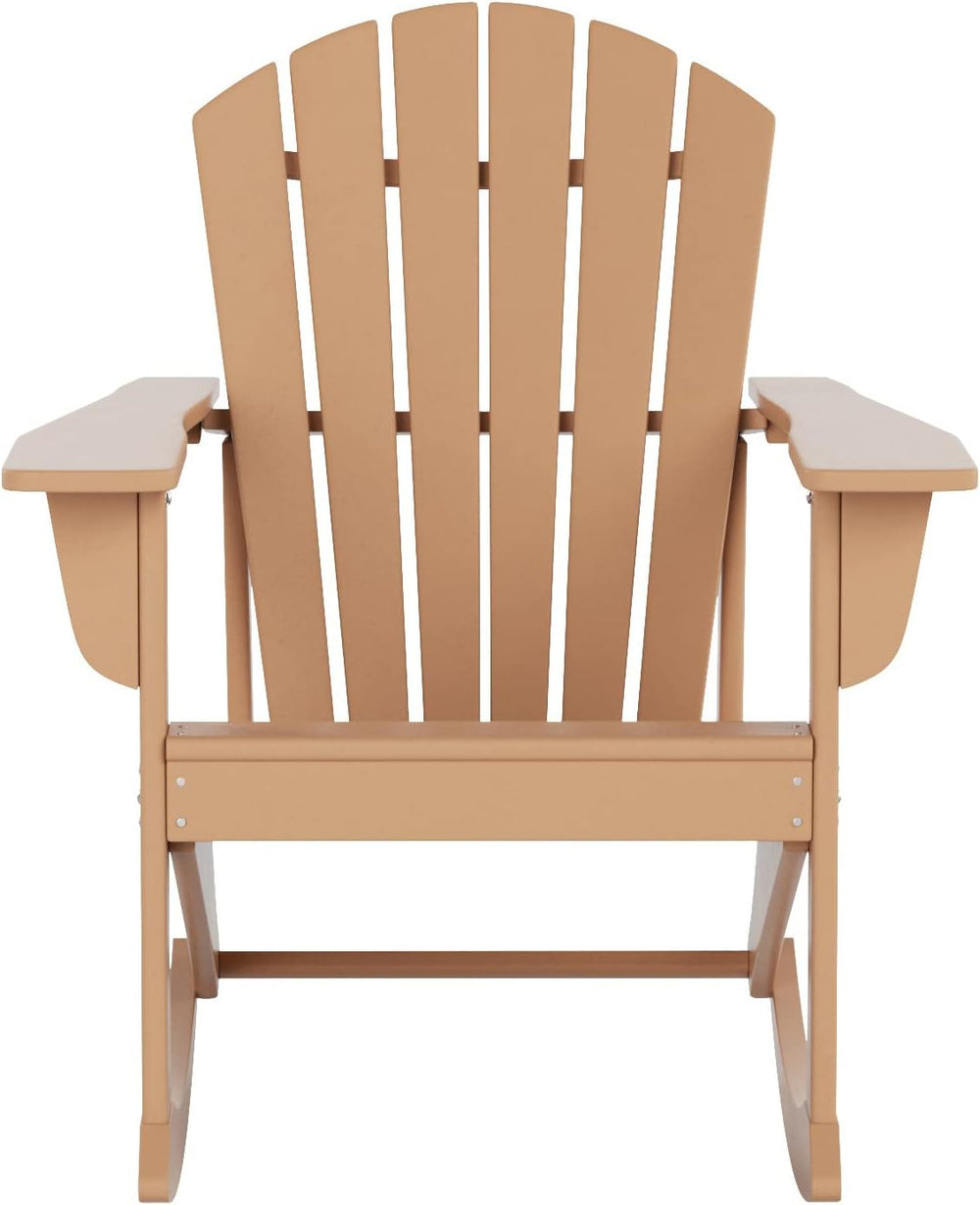 WestinTrends Dylan Outdoor Patio Poly Plastic Adirondack Rocking Chair, Teak