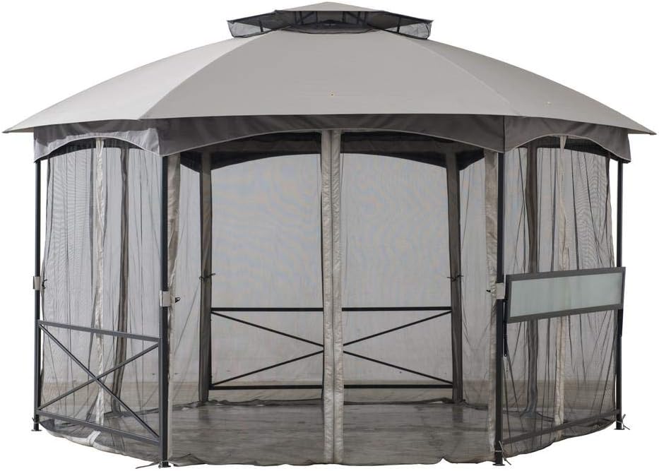 Sunjoy 15x15 ft. Soft Top Gazebo, Hexagon Steel Framed Patio Outdoor Backyard...