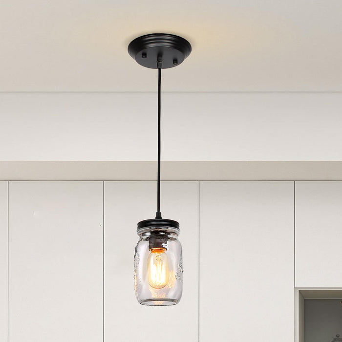 Mason Jar Light Fixtures:3.9" 1-Light Farmhouse Pendant Light