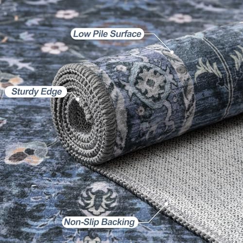 Tangsoo 9x12 Large Blue Area Rug for Living Room,Non Slip,Machine Washable