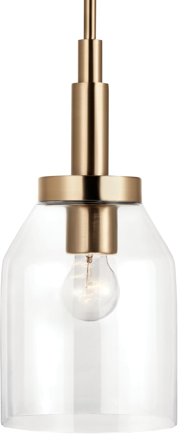 Kichler Madden Mini Pendant Light, Clear Glass, Champagne Bronze