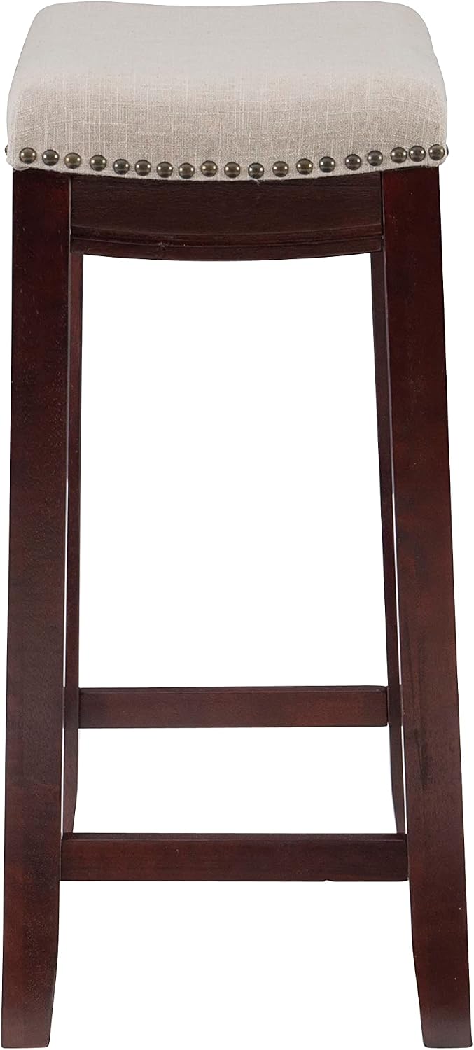 Linon Harper Beige & Dark Walnut 24" Counter Stool, Beige/Dark Walnu...