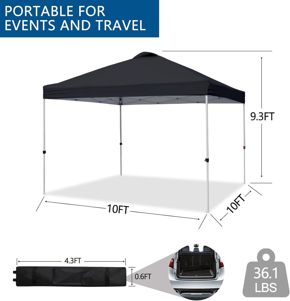 VINGLI 10x10 Pop Up Canopy Tent with Carry Bag and Sandbags, Outdoor Gazebo C...