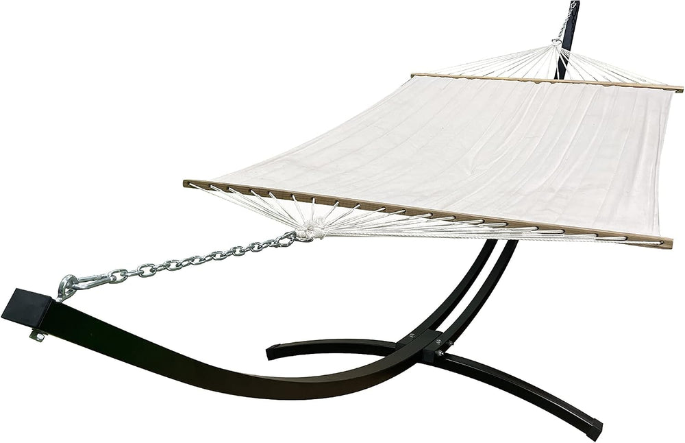 15 Ft. Indoor/Outdoor Heavy Duty Black Steel Arc Hammock Stand w/Premium Quil...