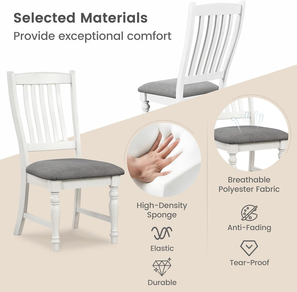 GIANTEX Wood Dining Chairs Set of 4, Farmhouse Kitchen Chairs, White