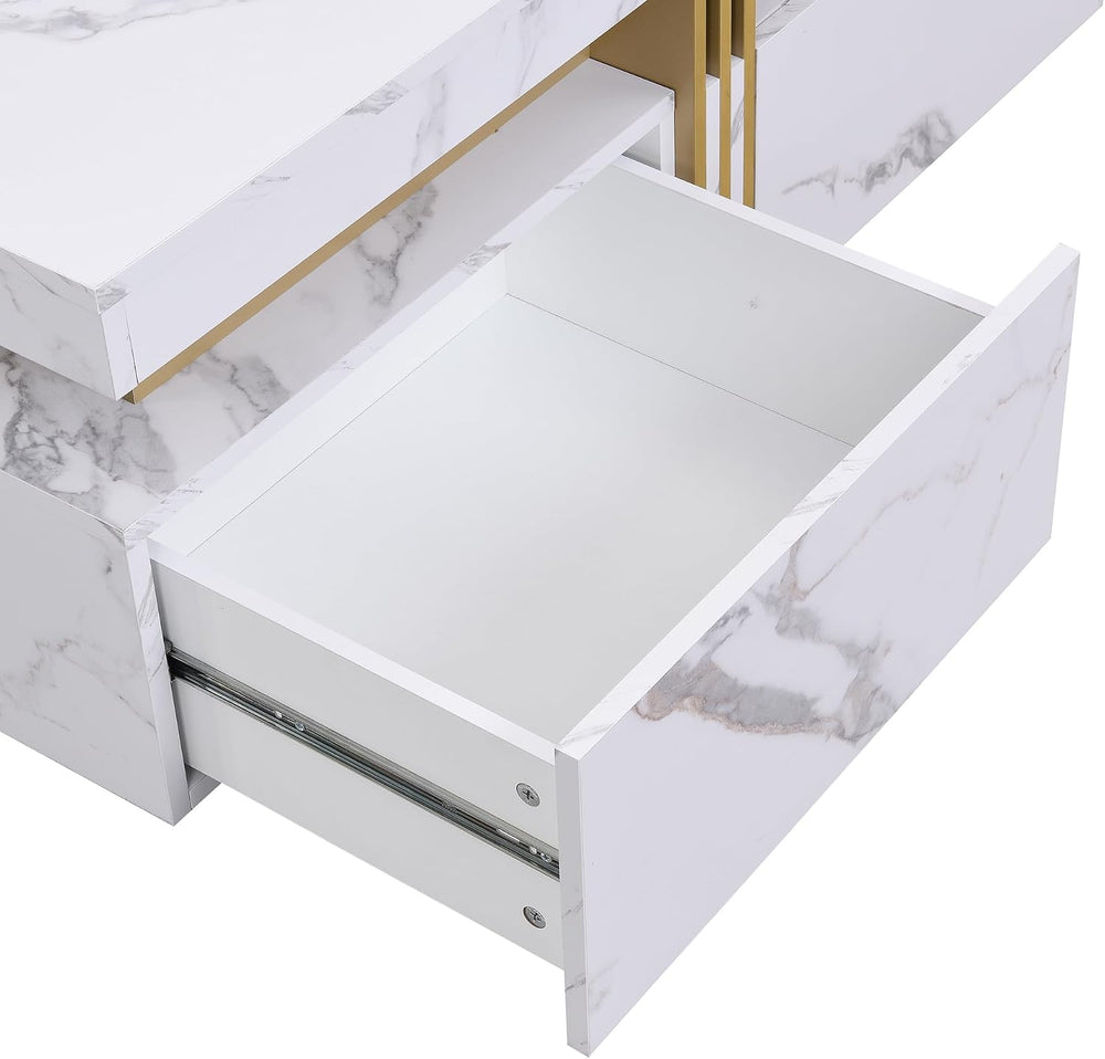 Merax Coffee Table, Modern Square Coffee Table with 4 Drawers, Contemporary L...