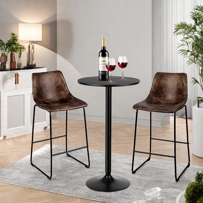 ERGOMASTER Cocktail Table,Two-in-one Modern Style Standing Circular Bar Table...
