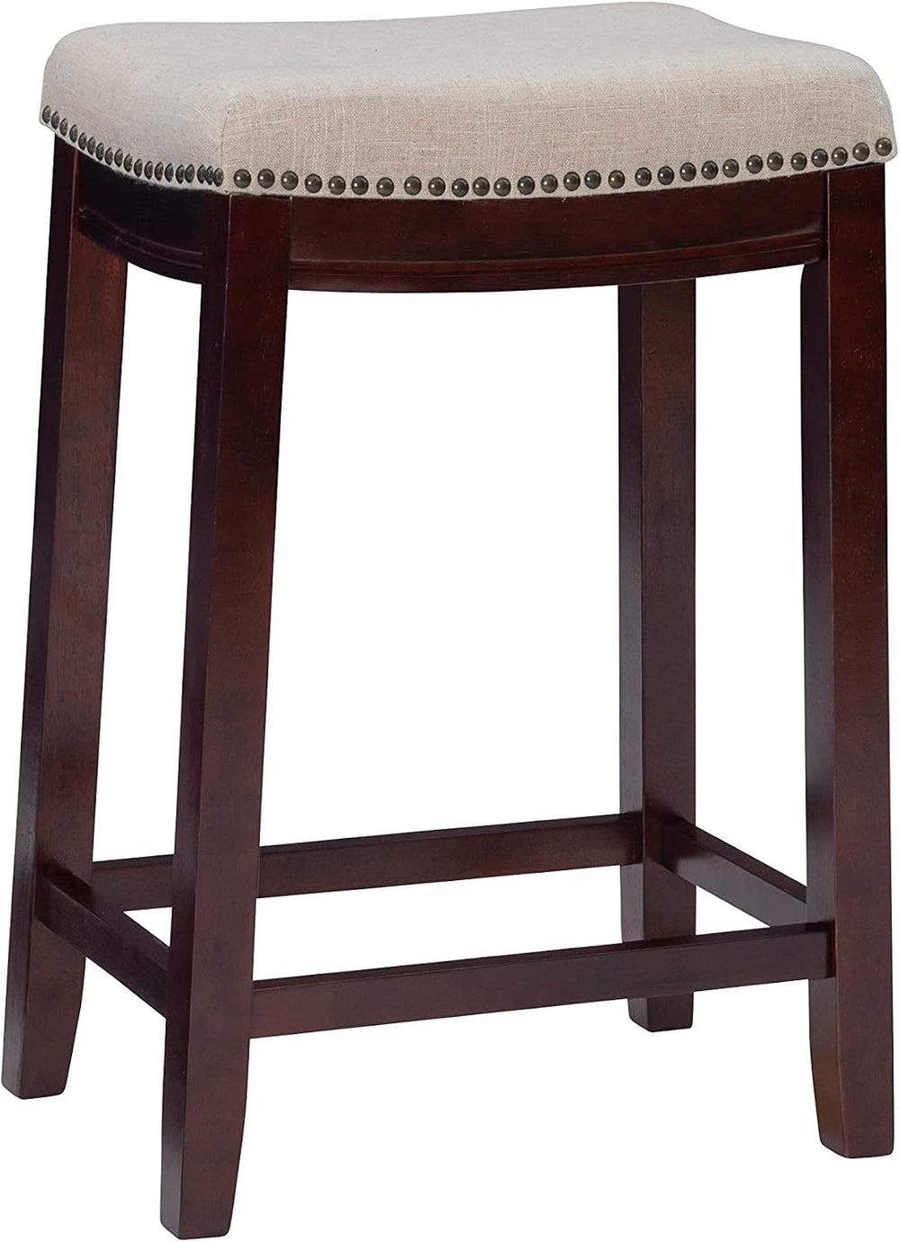 Linon Harper Beige & Dark Walnut 24" Counter Stool, Beige/Dark Walnu...