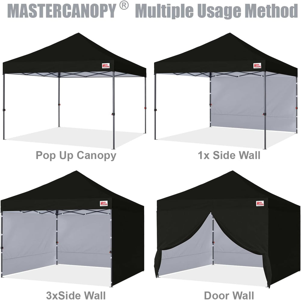 MASTERCANOPY 8x8 Heavy Duty Pop up Canopy Tent with Sidewalls, Black