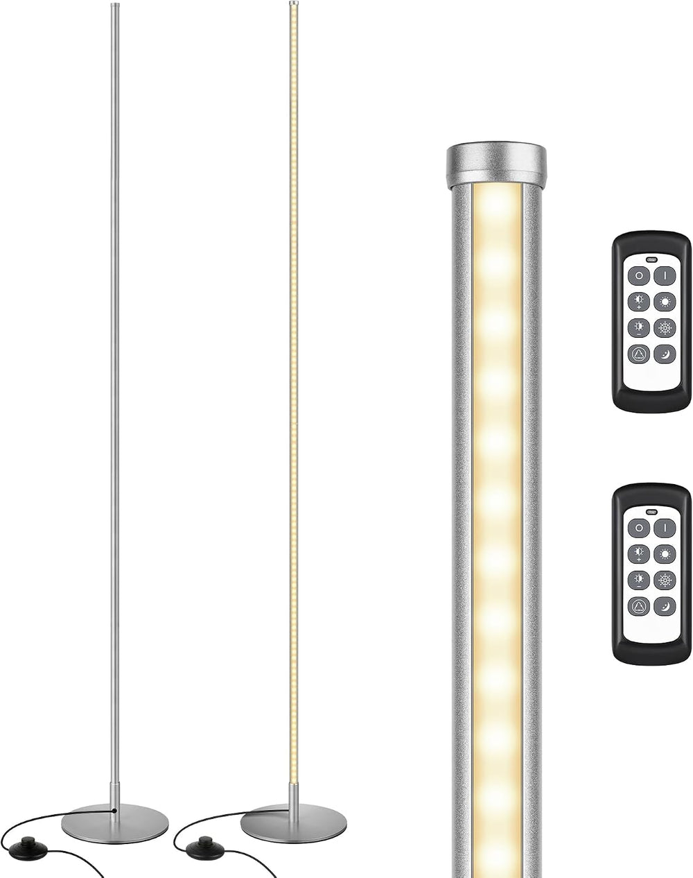 EDISHINE 2 Pack 57.5” Corner Lamp with Remote, Stepless Dimmable & 7 CCT