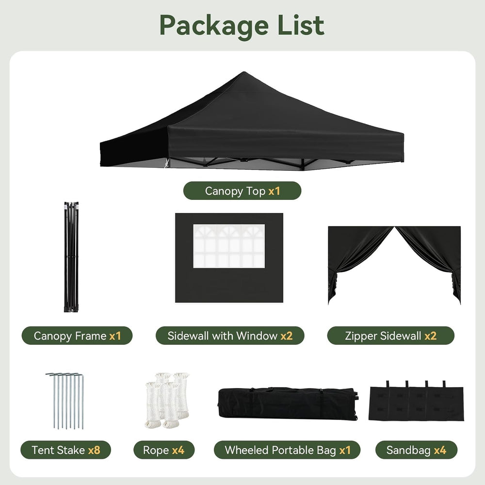 Aoxun 10x10 Pop up Canopy with Sidewalls, Heavy Duty Commercial Instant Shelt...