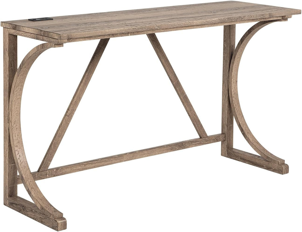 59" Counter Height Bar Table Set with Power Outlet, Industrial Breakfast...