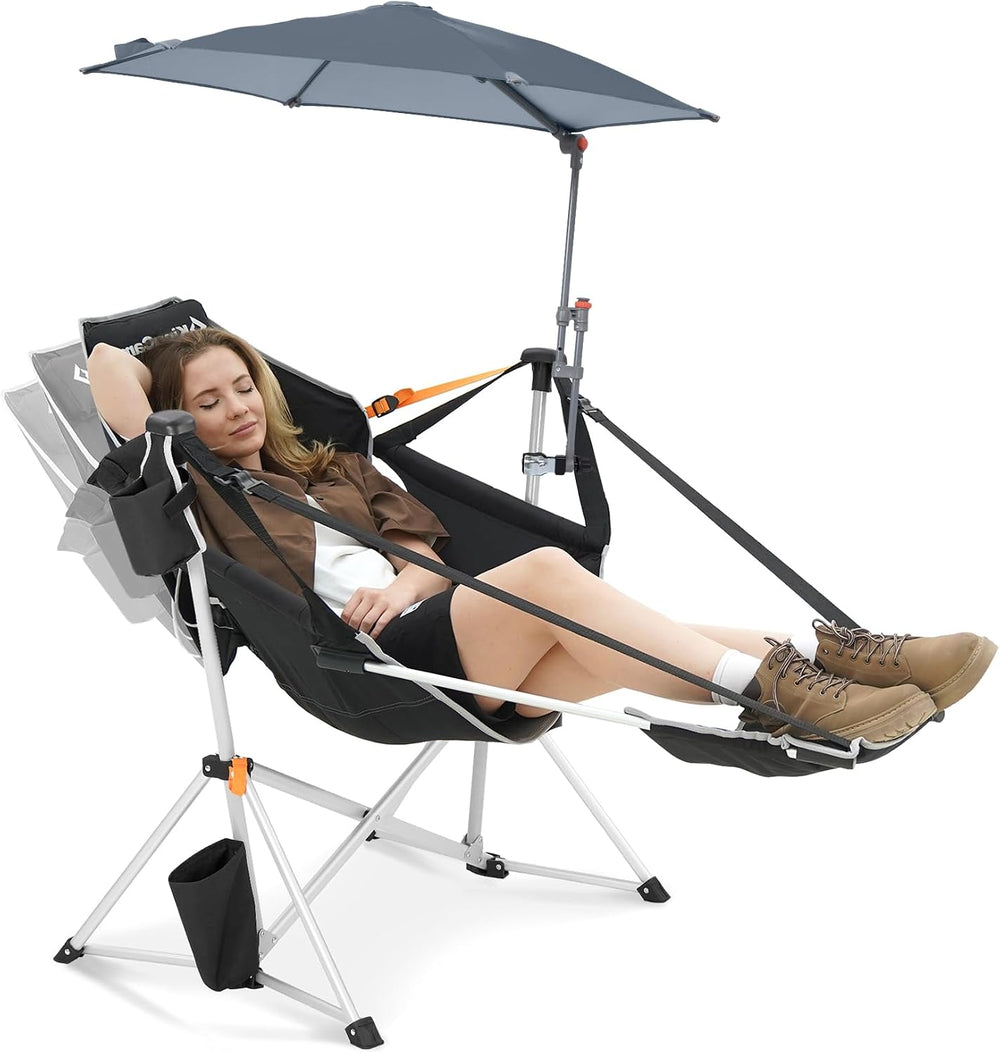 KingCamp Hammock Chair with Umbrella & Footrest,Camping Chair with Canopy