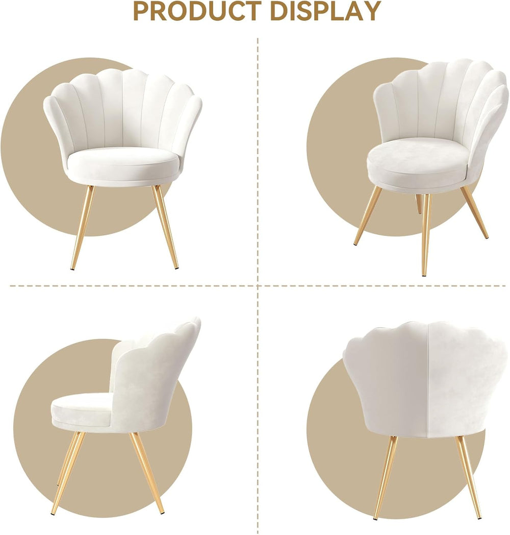 Velvet Accent Chair with Gold Metal Legs, Vanity Chair for Makeup Room, Uphol...