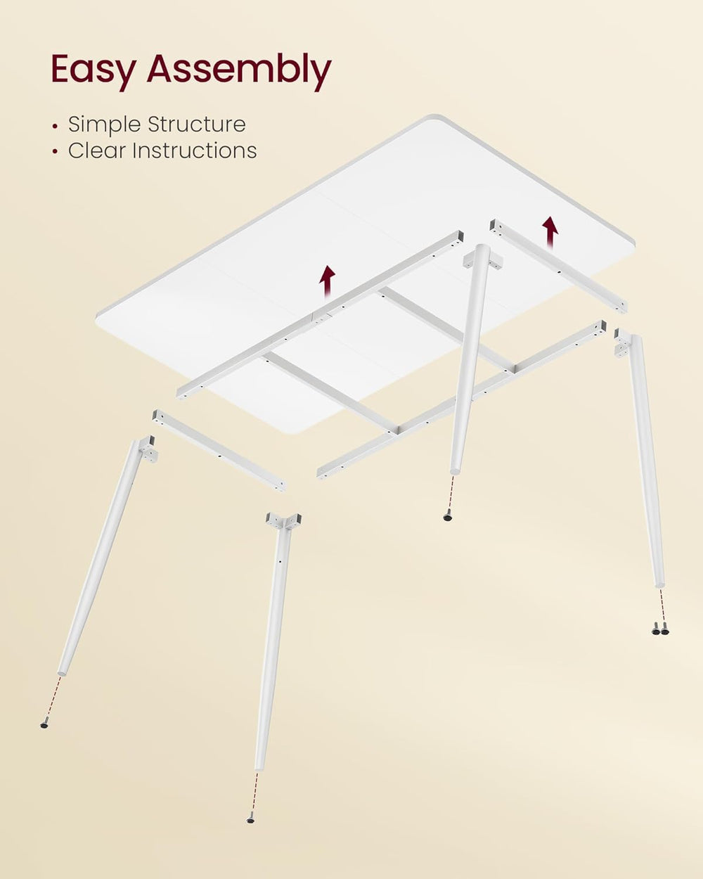 VASAGLE 55.1" Dining Table for 4-6 People, Modern Kitchen Table