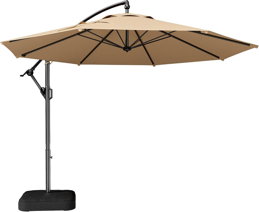 HOMSHADE 10ft Cantilever Patio Umbrella with Base Included, 30 MPH Wind-Resis...
