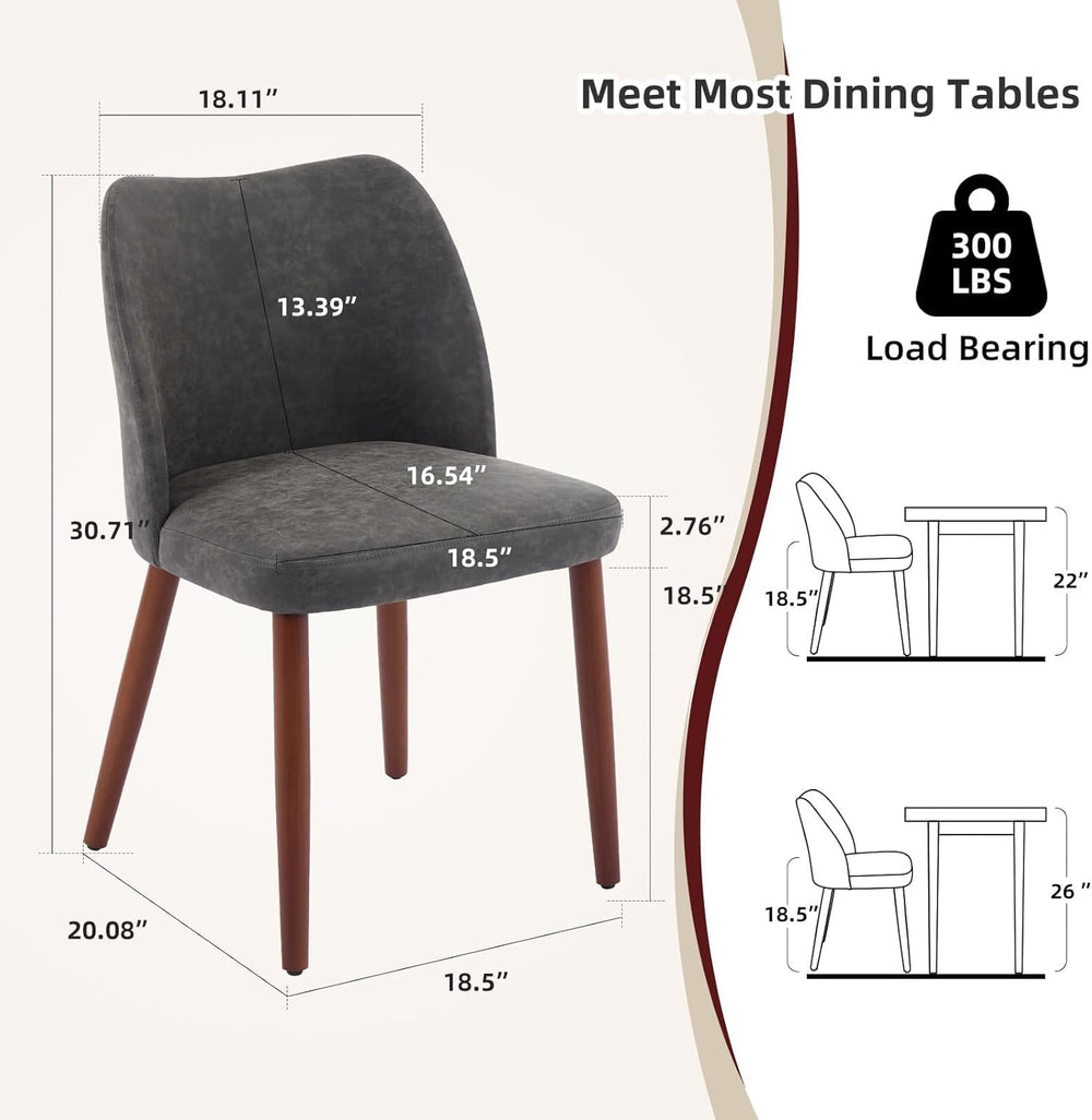 GarveeHome Wooden Dining Chair Set of 4 Upholstered Leather Dining Chair