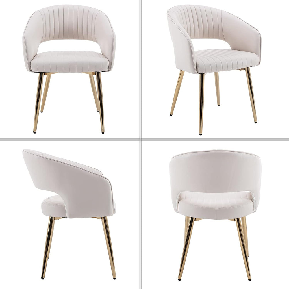 Modern Dining Chairs Set of 8, Upholstered PU Leather Gold Dining Room Chairs...