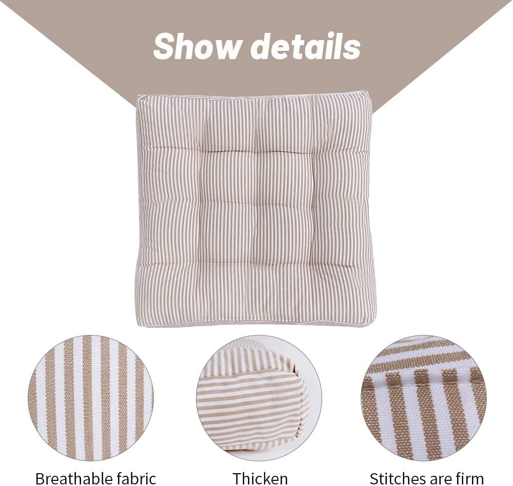 Tiita 22 Inch Square Floor Cushions, Floor Pillow for Sitting, Beige