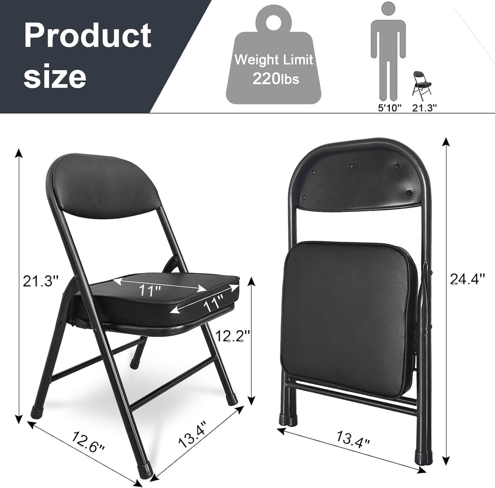 Mini Padded Folding Chair - Black 2 Pack Camping Stool