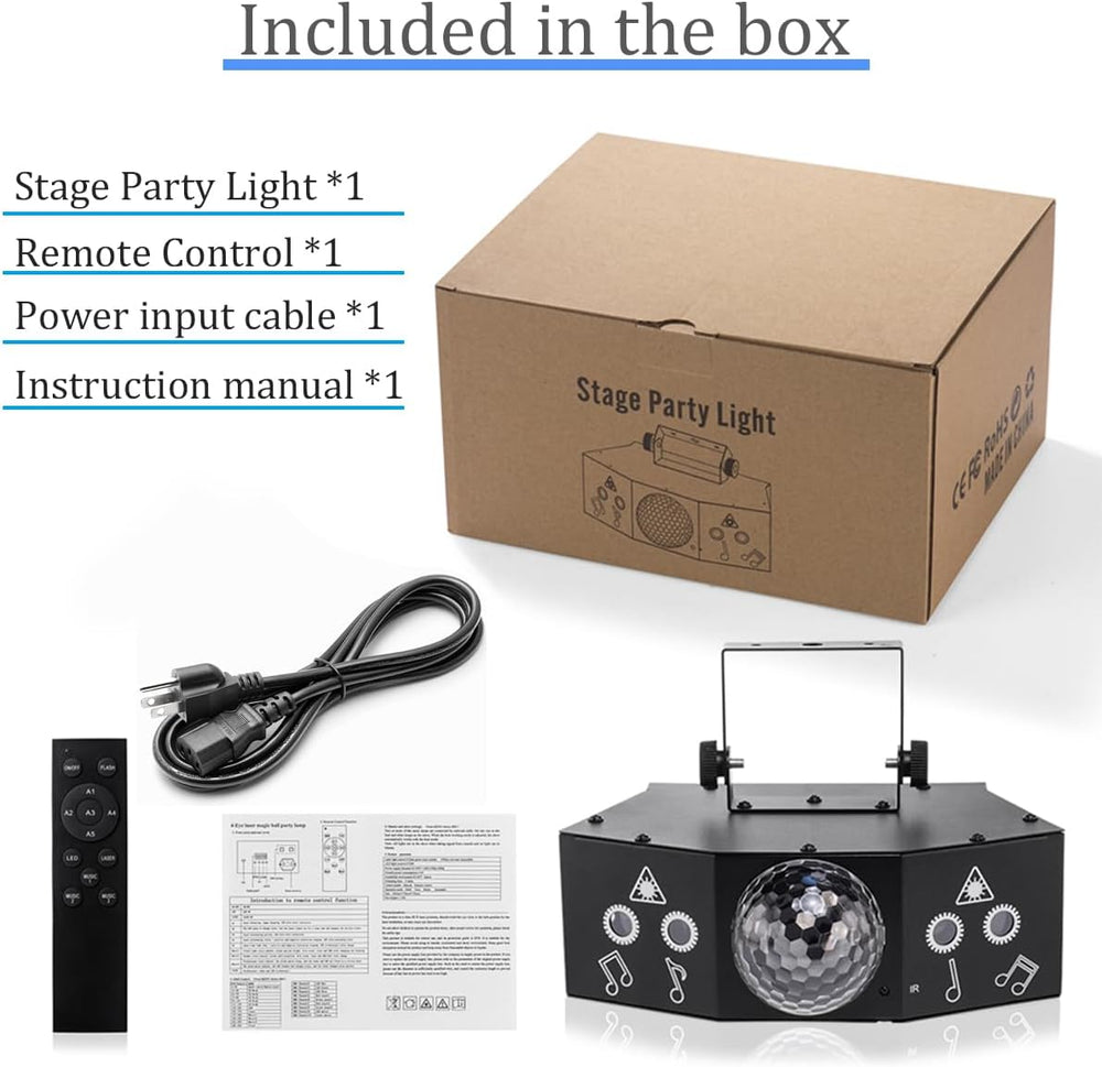 LAUCNPTY DJ Disco Ball Party Lights with DMX512 and Sound Activated, LED Stag...