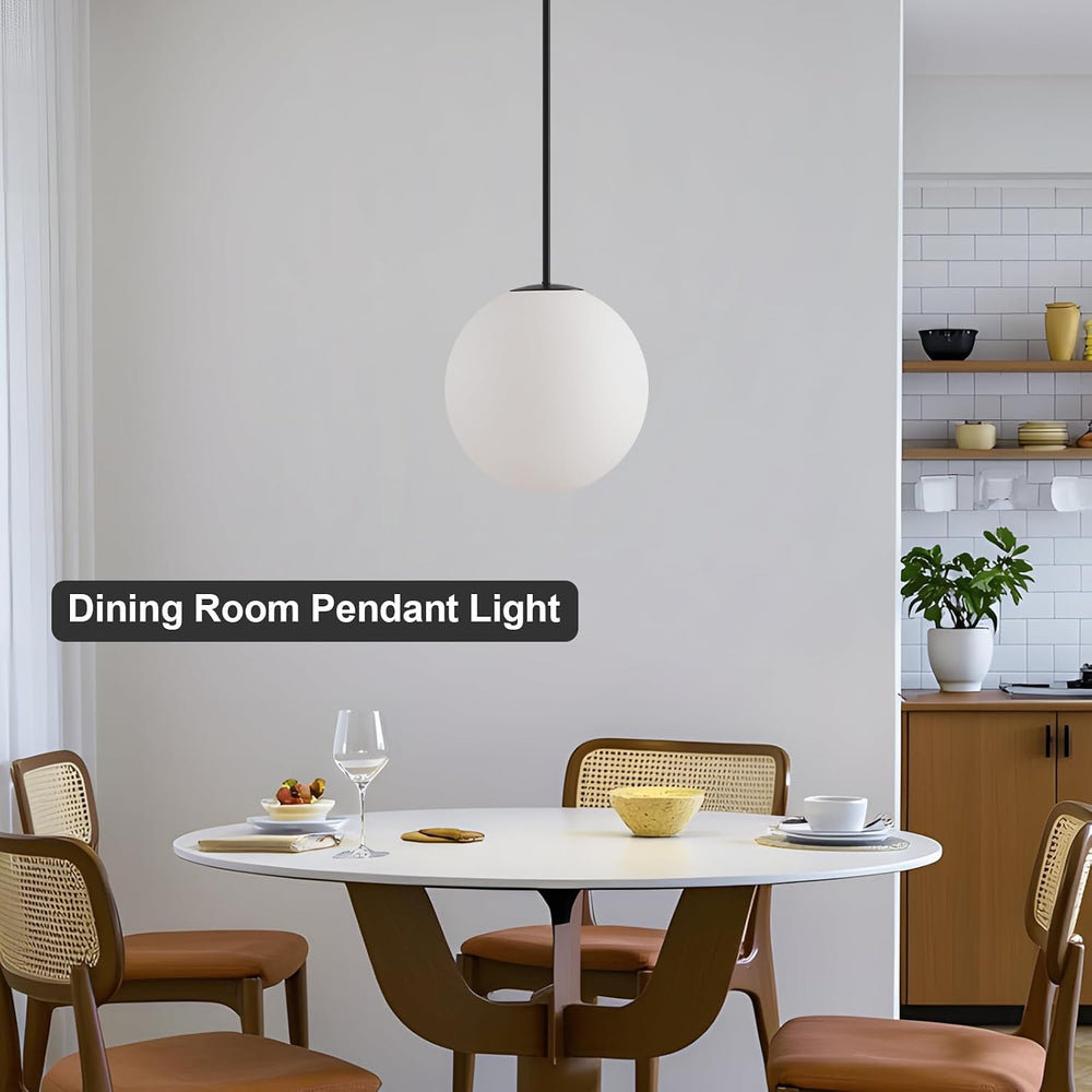 11.8in Milk Glass Pendant Light, Large Mid Century Modern Pendant Lights Kitc...