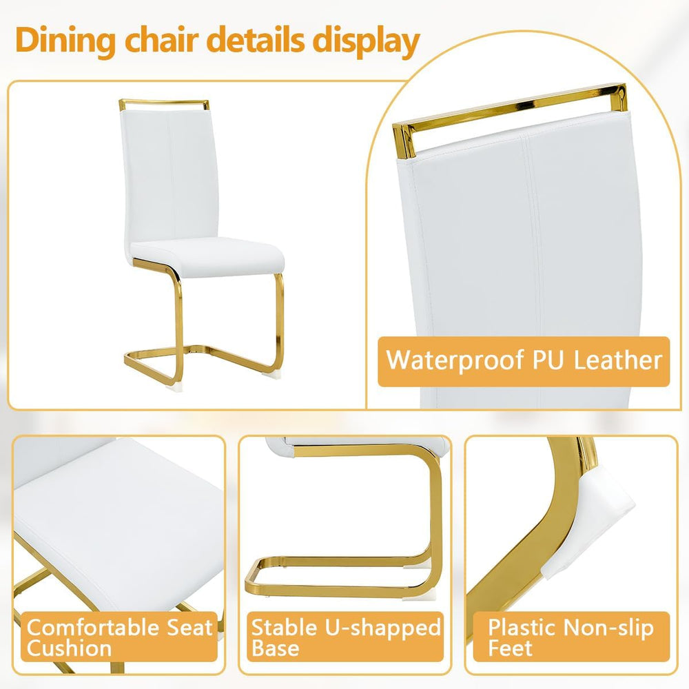 Glass Dining Table Set for 6, 71" Modern Dining Table Set for 6