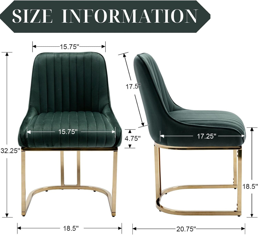 ROCITY Set of 6 Modern Velvet Dining Chairs, Green