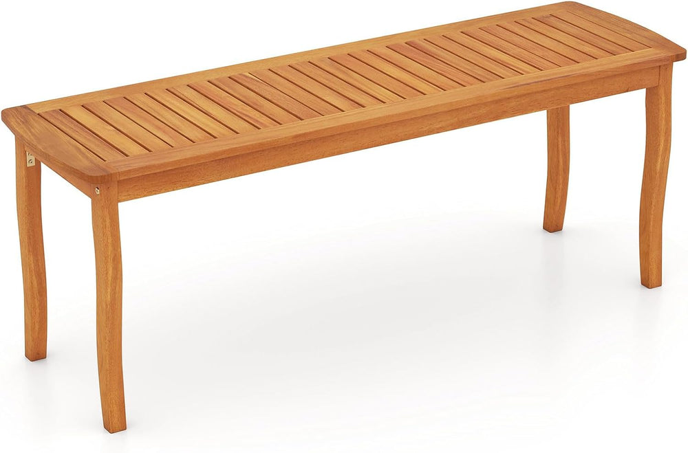 Tangkula Acacia Wood Outdoor Bench, 47" 2-Person Patio Dining Bench with...