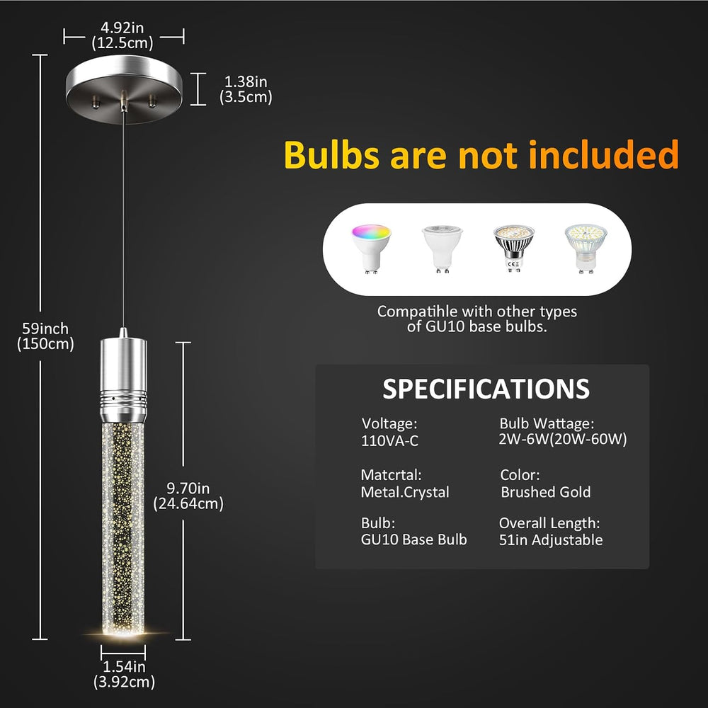 3 Pack Pendant Lights Kitchen Island, Modern Pendant Lighting with Crystal Bu...