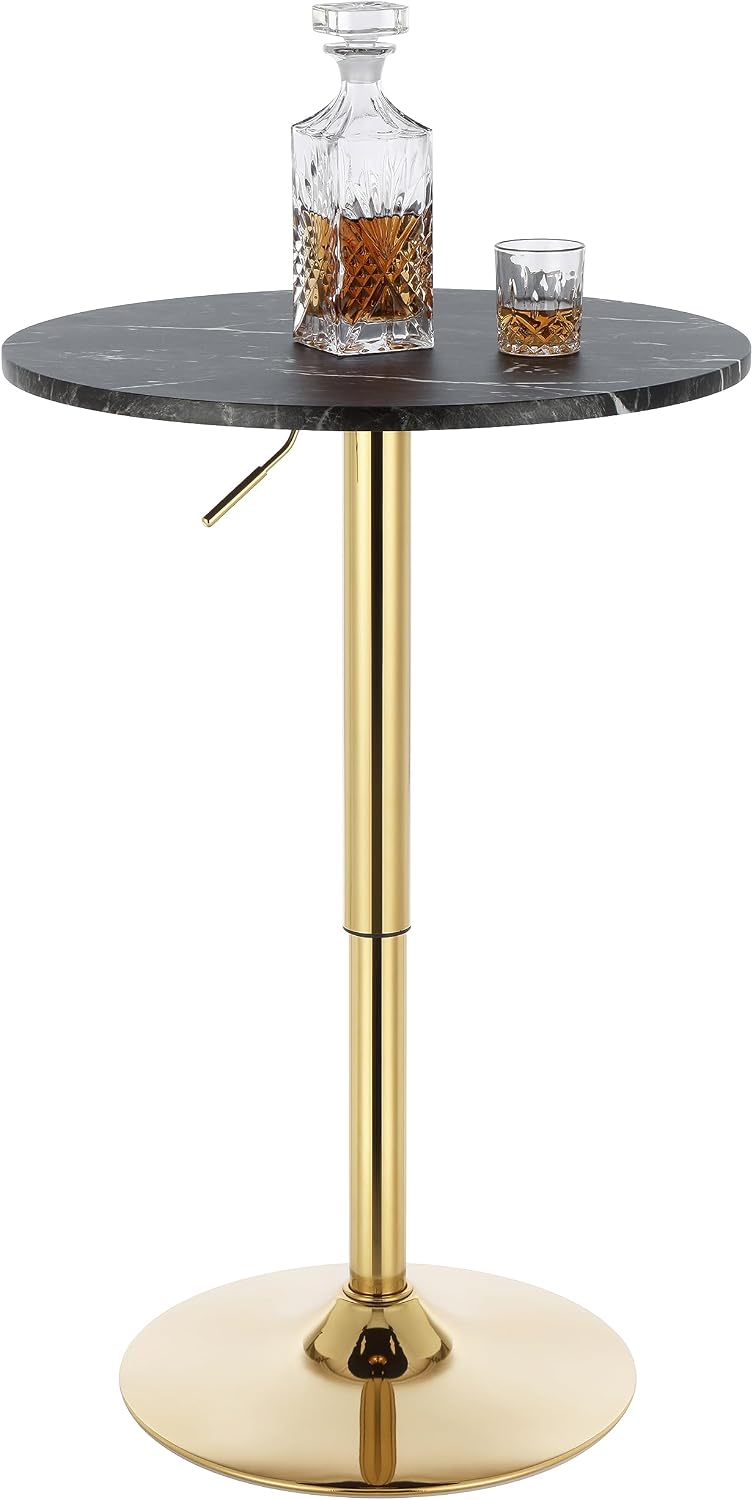 Finnhomy 24" Round Cocktail Bar Table with Metal Base, Tall Bistro Pub T...