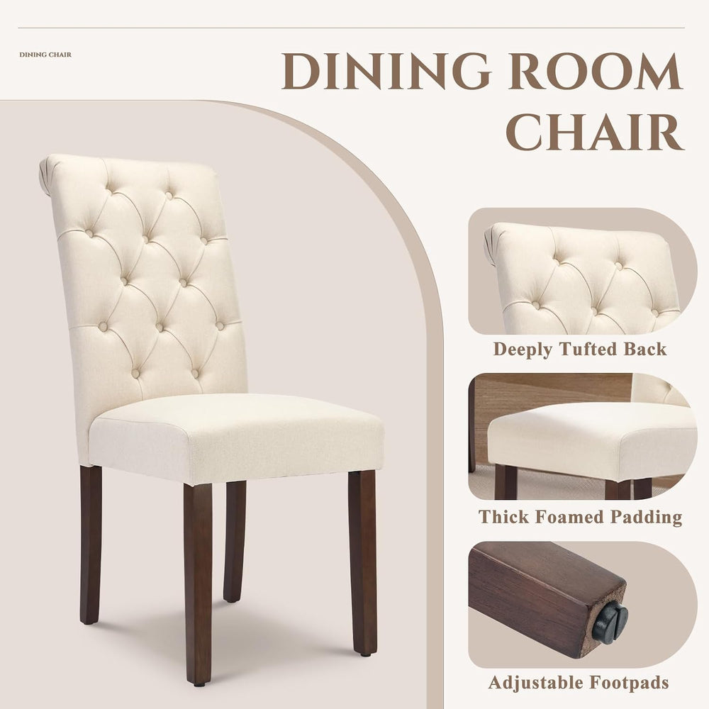 COLAMY Tufted Dining Chairs Set of 4, Accent Parsons Diner Chair Upholstered ...