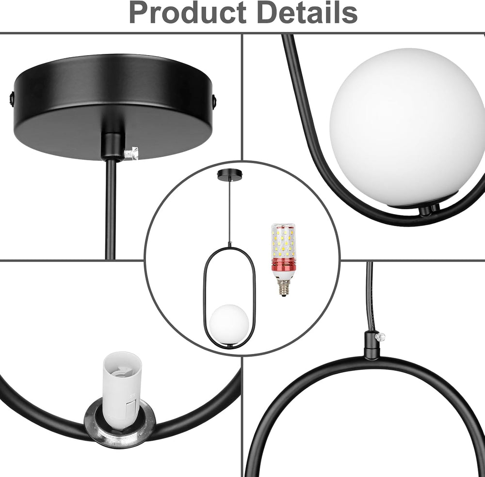 lobolighting Modern Pendant Lighting, 2 Pack Black Pendant Light Fixtures Adj...