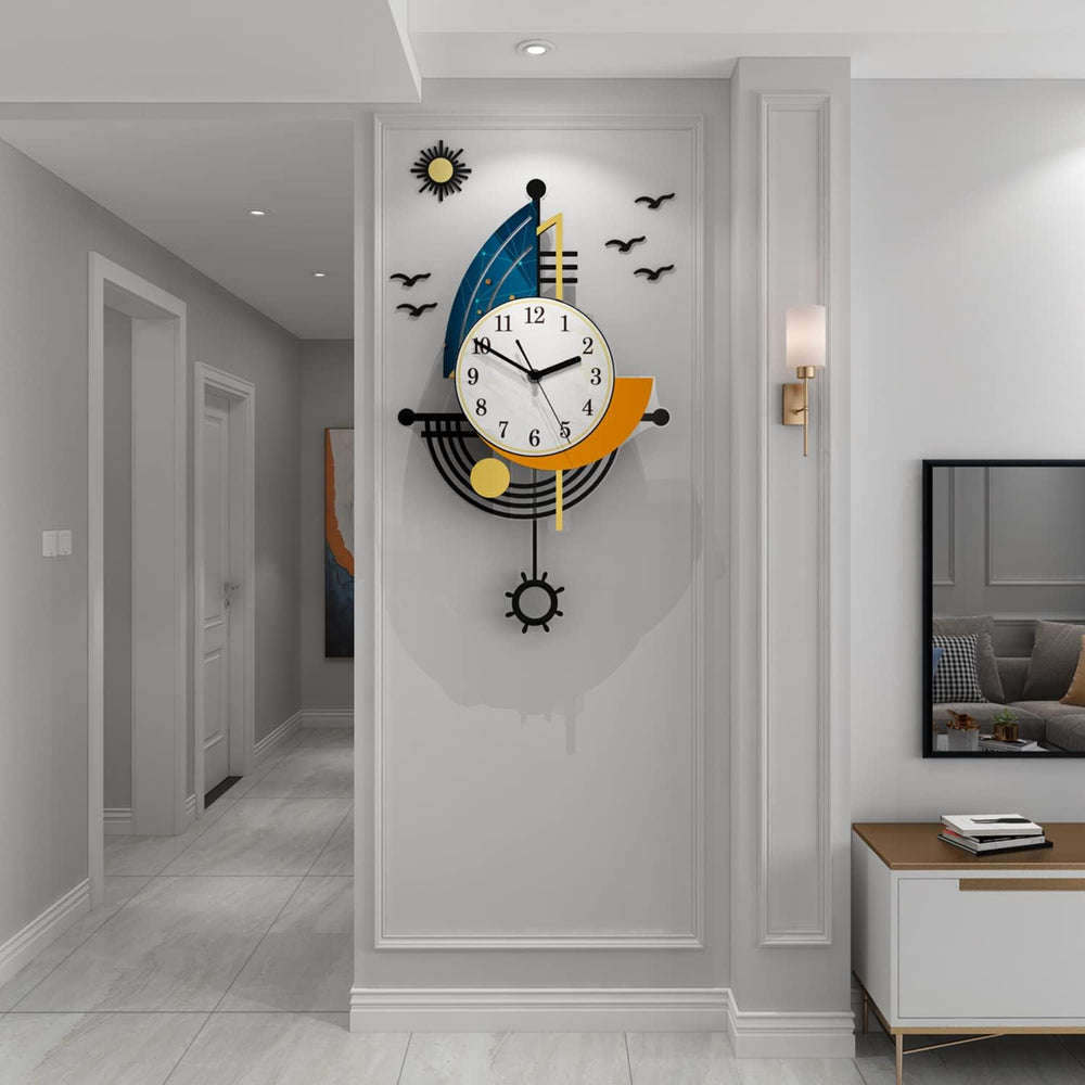 YISILE Modern Wall Clock Battery Operated 23 Inch Large Boat Design Pendulum ...