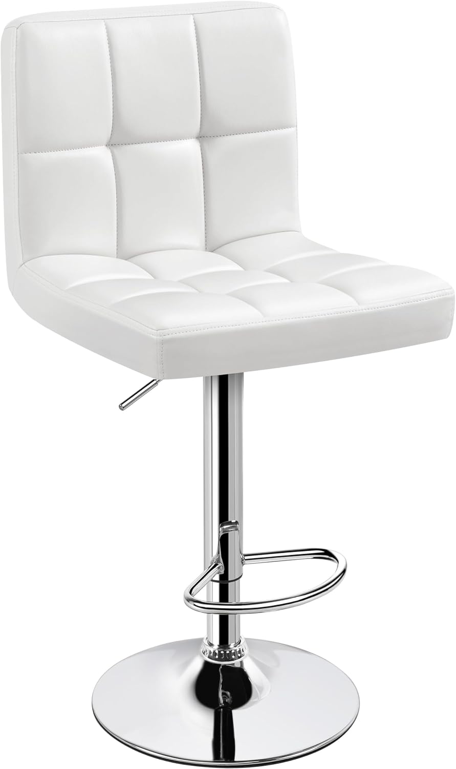 Yaheetech Single Bar Stool Adjustable Counter Height Barstool White