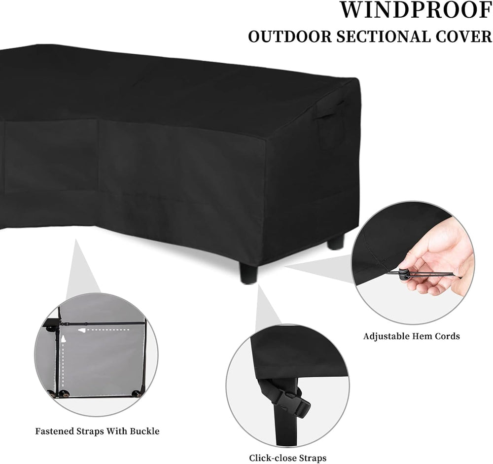 Easy-Going 600D Patio V-Shaped Sectional Sofa Cover 100" L(on Each Side)