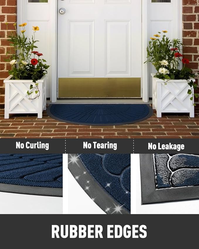 tchdio Semicircular Durable Rubber Doormat- Non Slip Front Door Mat for Outsi...