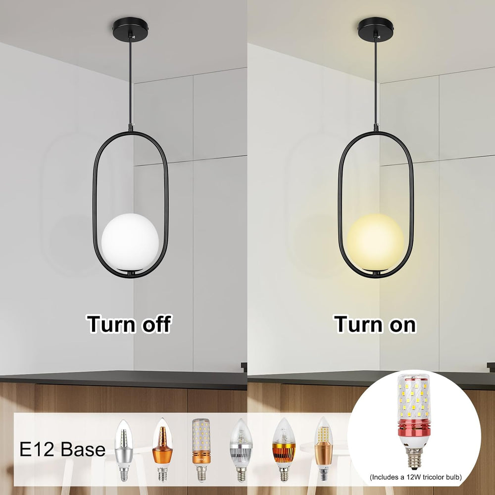 lobolighting Modern Pendant Lighting, 2 Pack Black Pendant Light Fixtures Adj...