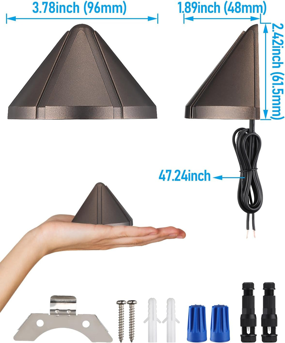 LEONLITE 4-Pack 5CCT Low Voltage LED Deck Light Triangle Oil Rubbed Bronze