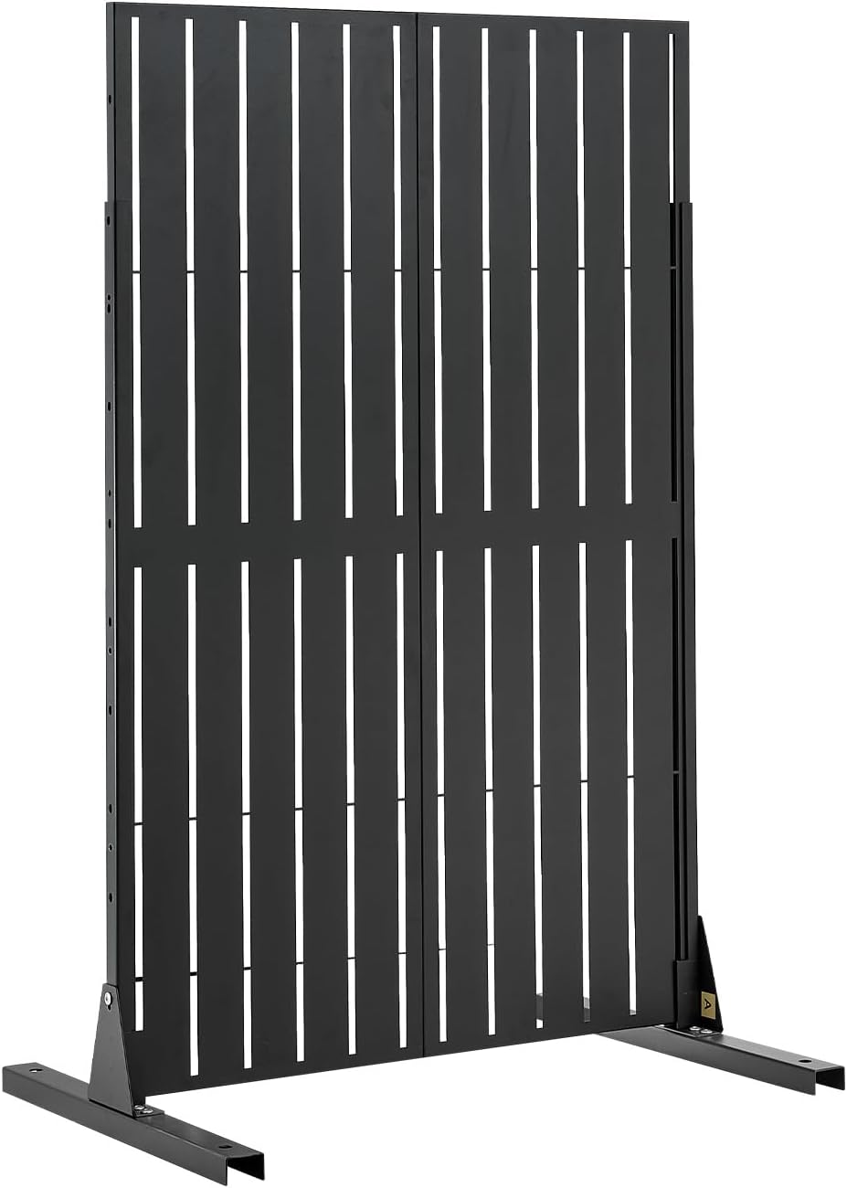VEVOR Metal Privacy Screen, 44" W x 72" H Freestanding Modern Priva...