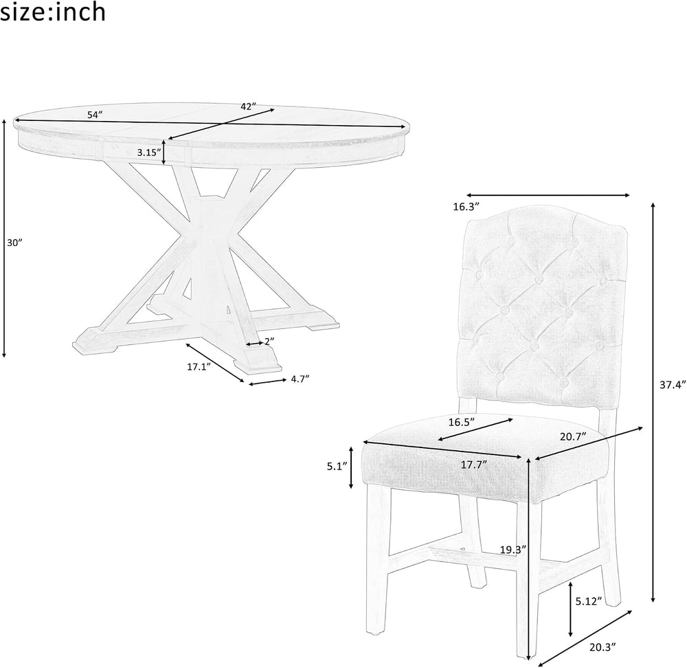Harper & Bright Designs TREXM Functional Furniture Retro Style Dining Tab...