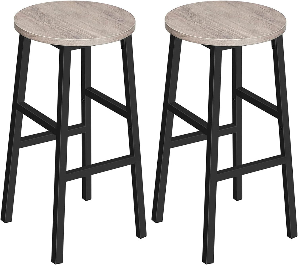 MAHANCRIS Bar Stools, Set of 2 Round Bar Chairs with Footrest, 24.4 Inch Kitc...