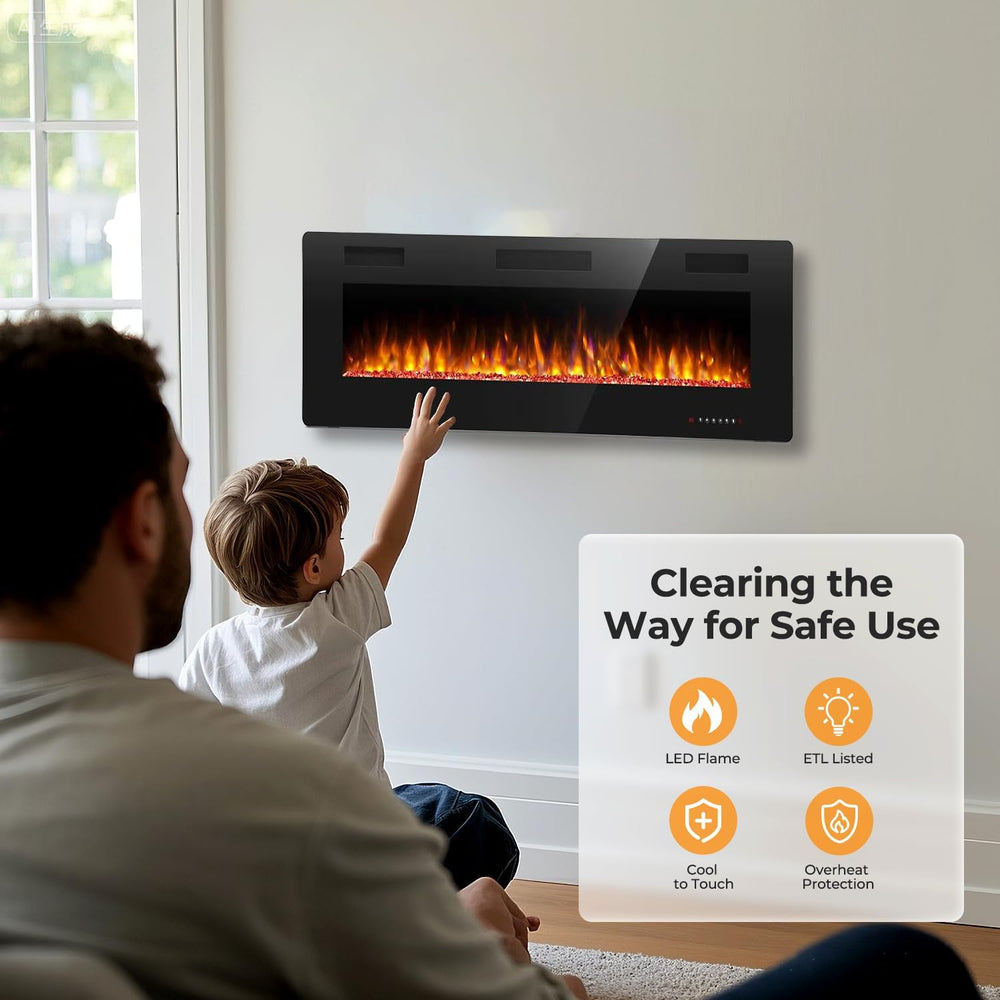 36" Electric Fireplace Insert Recessed and Wall Mounted, 750/1500W Ultra...