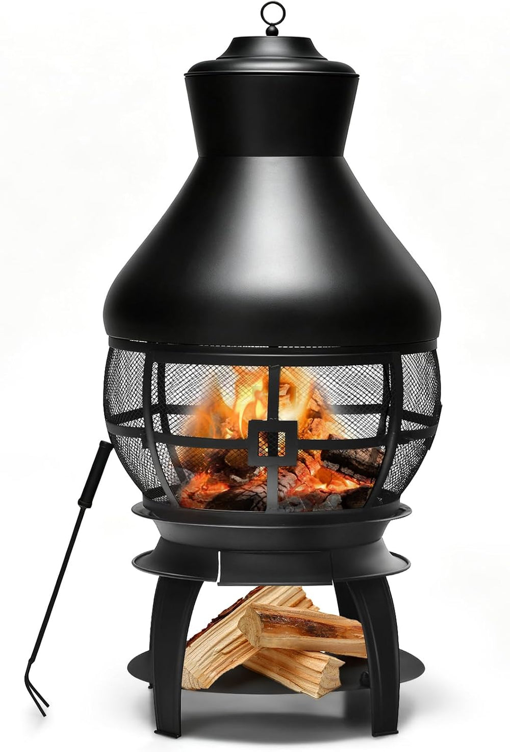 Giantex Wood Burning Chiminea, Heavy Duty Fireplace Chiminea for Patio