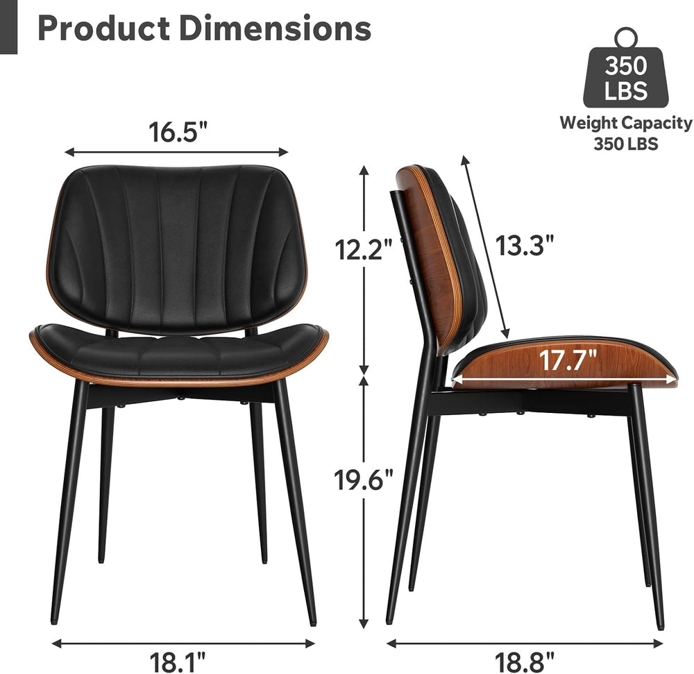 Dining Chairs Set of 2, Mid Century Modern Dining Room Chair, Upholstered Fau...